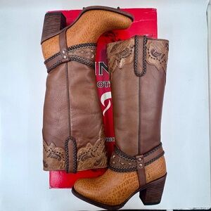 NWB Women's Handcrafted Brown Leather Quincy Potro Rebelde Western Boots | 8.5M